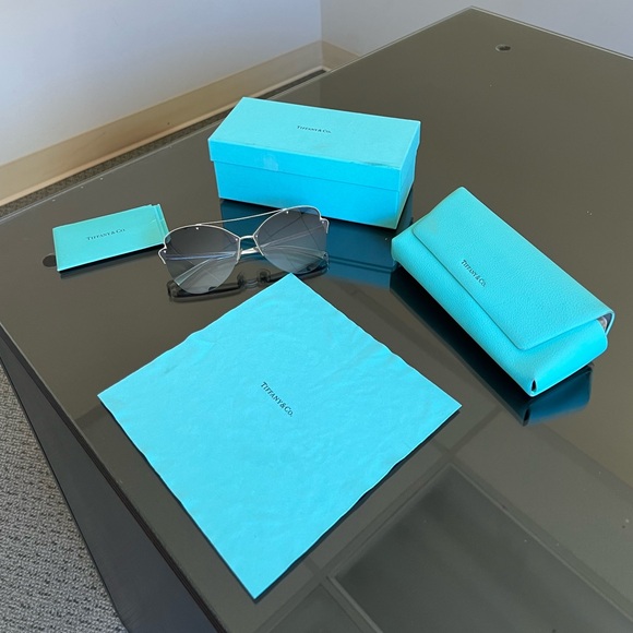 Tiffany & Co. Silver and Blue Sunglasses - Picture 7 of 12